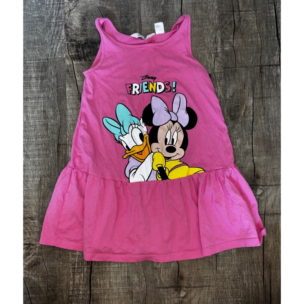 H&M Disney Minnie Mouse Daisy Duck‎ Pink Tank Dress Girls Size 5-6Y